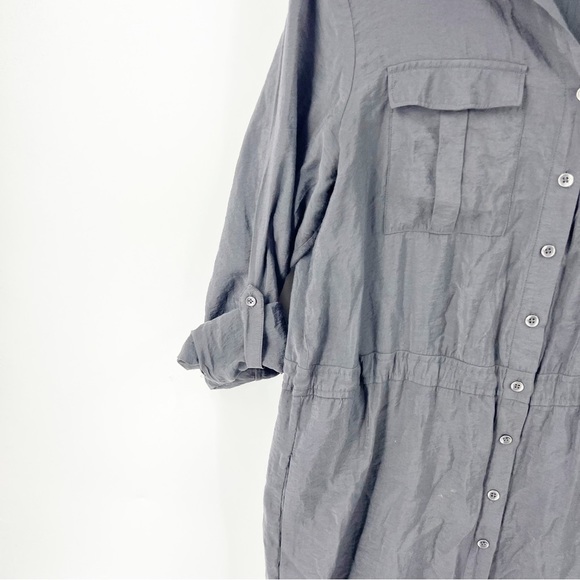 Anthropologie MAEVE Button-Down Shirt Dress GREY SIZE 10 - Picture 9 of 10